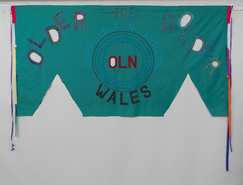 Baner y Rhwydwaith Lesbiaid Hŷn (Cymru) a wnaed tua 2000.